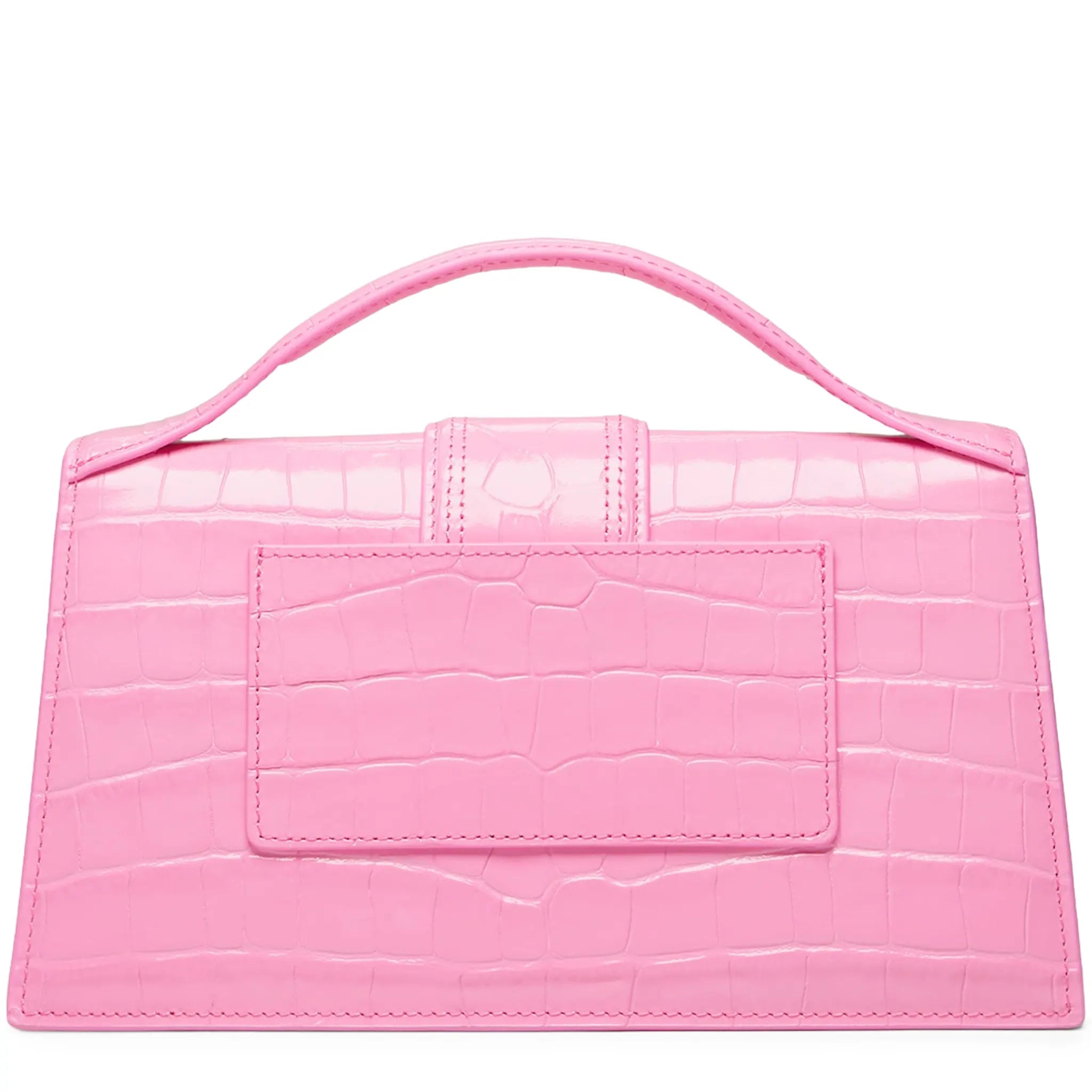 Back View of Jacquemus Large Bambino Pink Crocodile Crossbody Bag 13BA007-3101-430